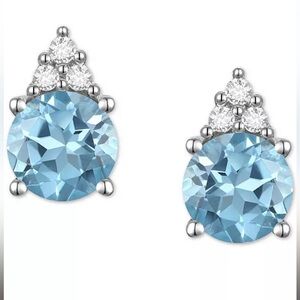 Blue topaz white gold earrings